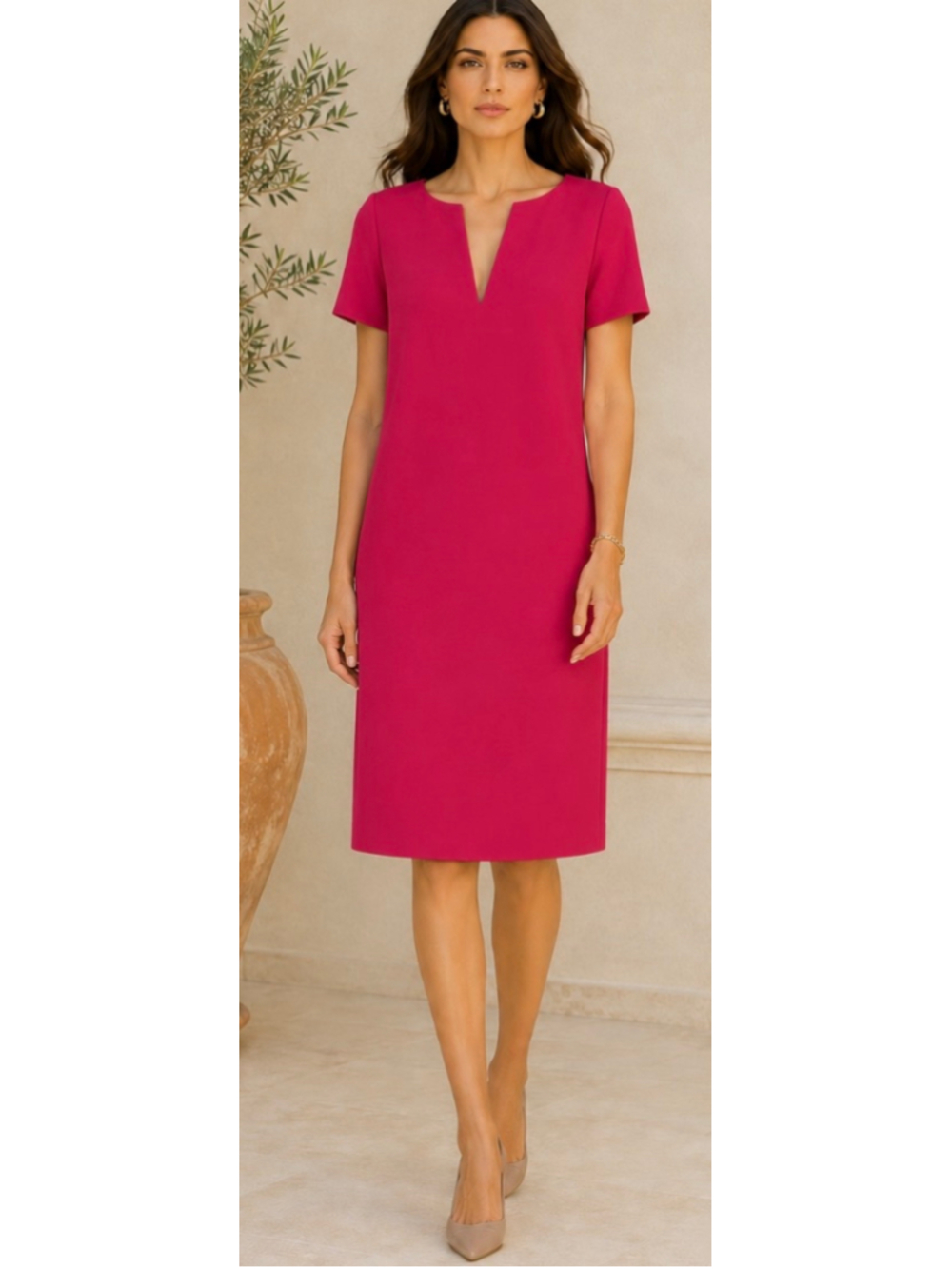 Emilio Pucci Midi Dress, Size 14, Pink Classic Sheath Italian Luxury